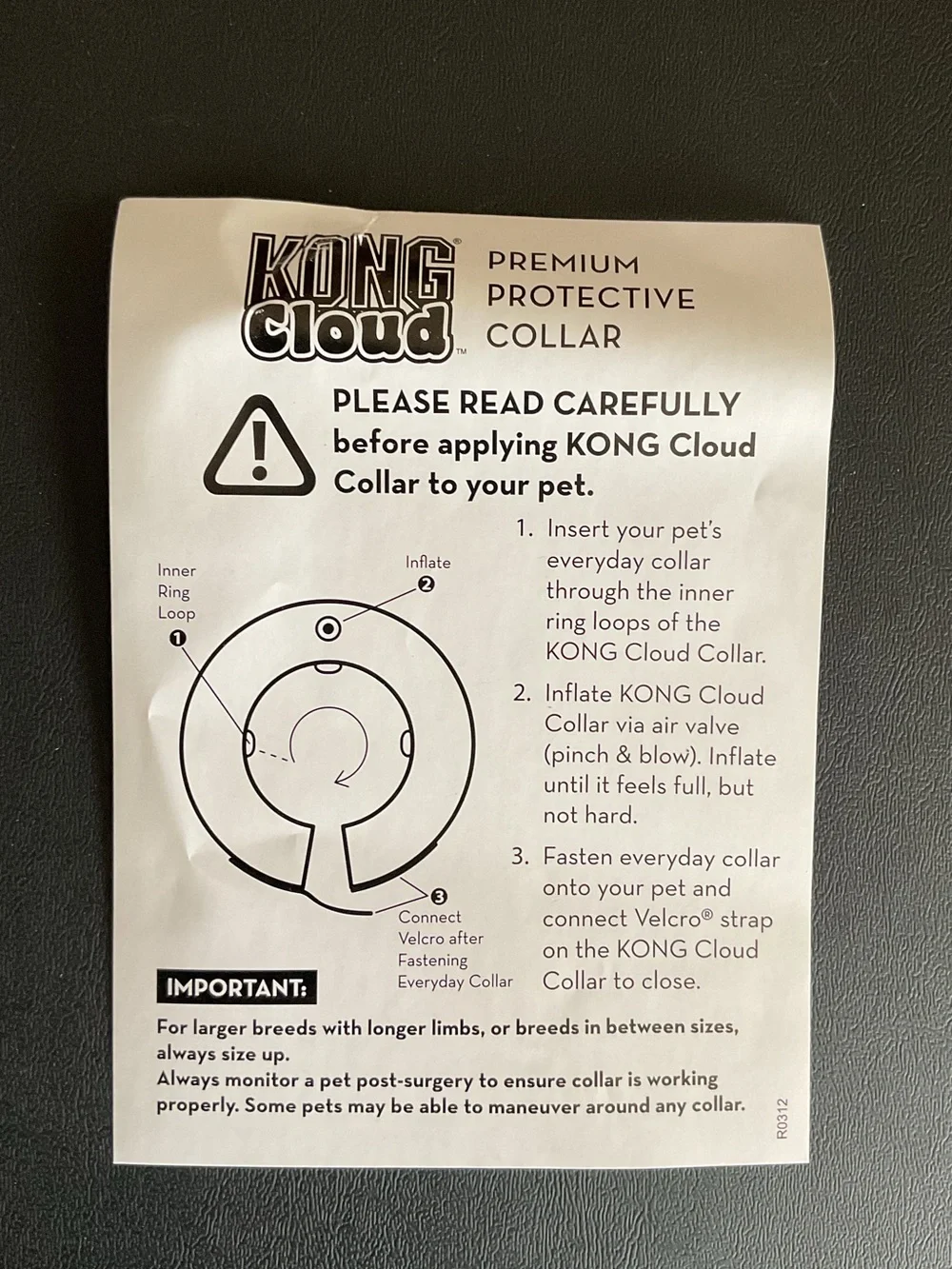 KONG Cloud Inflatable Premium Protective Collar for‎ Recovery Size LARGE L
